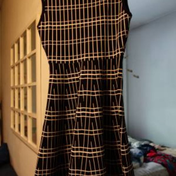 Zara Black and White Fit Flare Sleeveless Dress - Picture 2 of 5